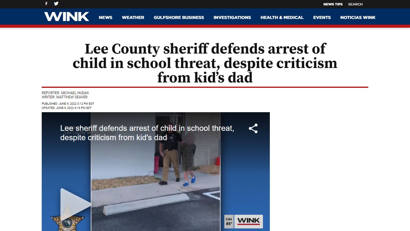 Lee County sheriff defends arrest of child in school threat - WINK NEWS