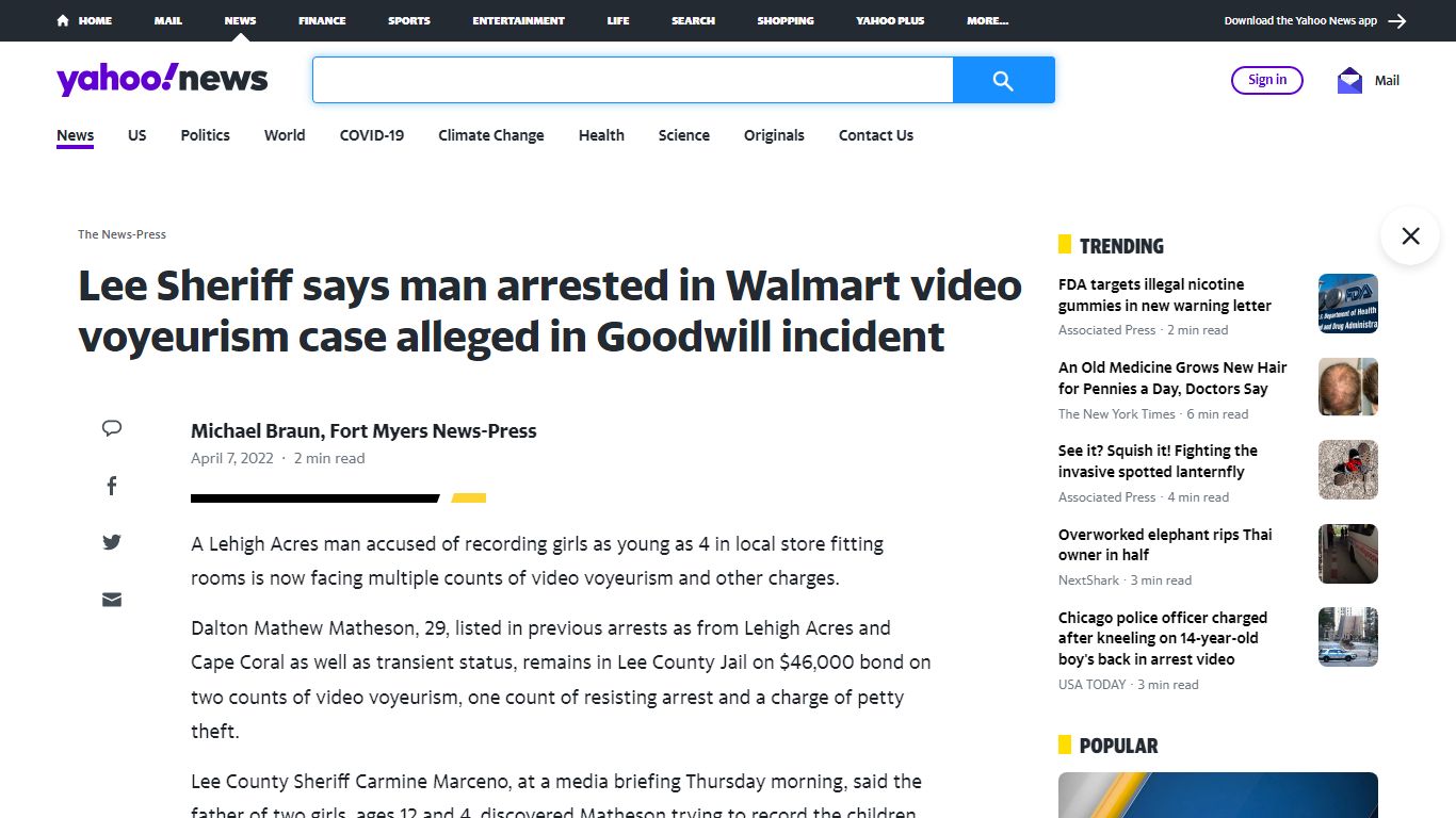 Lee Sheriff says man arrested in Walmart video voyeurism case alleged ...